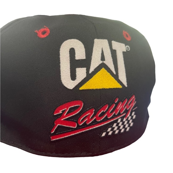 🎄 SALE CAT Caterpillar Racing Hat Adjustable Snapback Red Black Y2K - Picture 2 of 7
